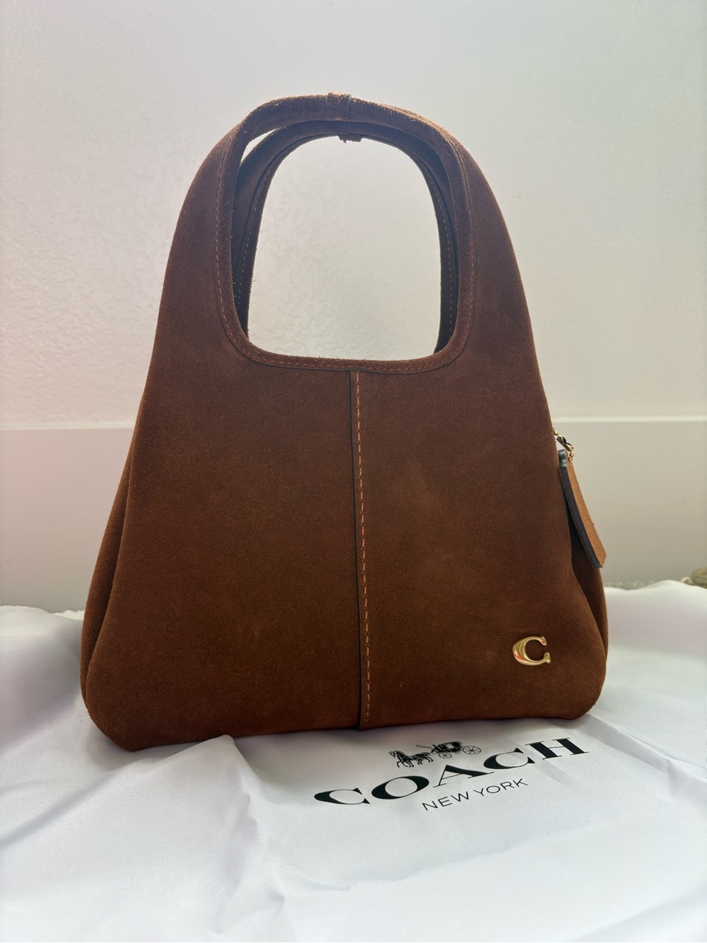 Coach Lana 23 Suede Shoulder Bag in Warm Brown Suede CBZ95
